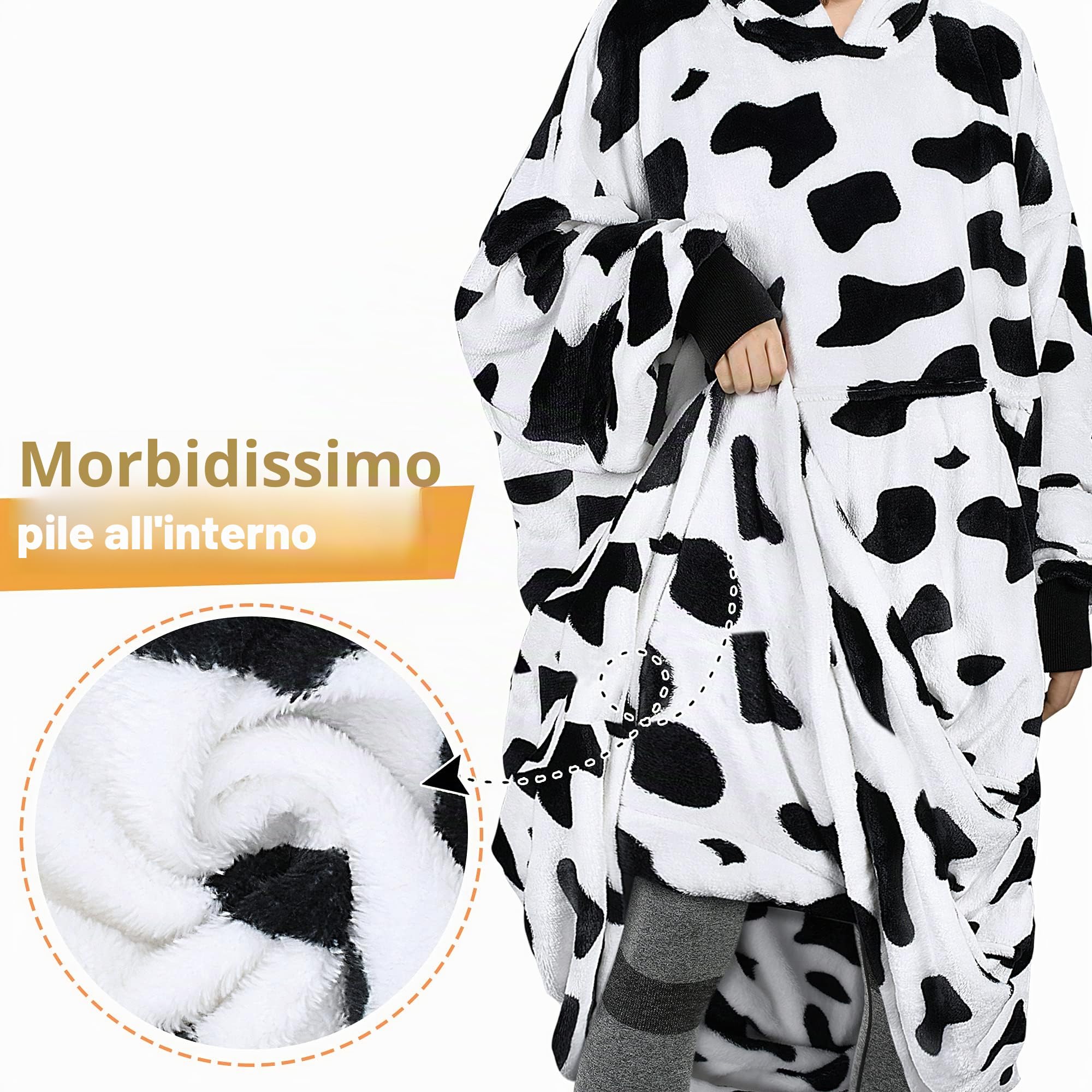 Catalonia Classy Felpa con cappuccio oversize Lungo, felpa oversize pile con ampia tasca frontale, coperta con maniche mucca, Regalo per adulti, donna, adolescenti, fidanzata, moglie