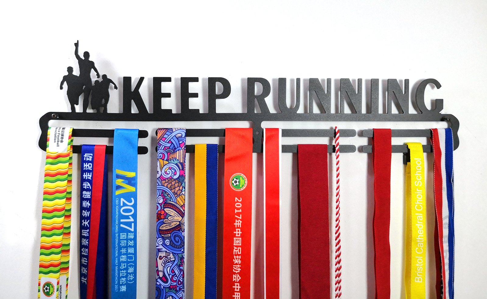 Sports Medal Holder Medal Hanger Display Keep Running Metal Carbon Steel Two Tiers Professional Wall Mount
