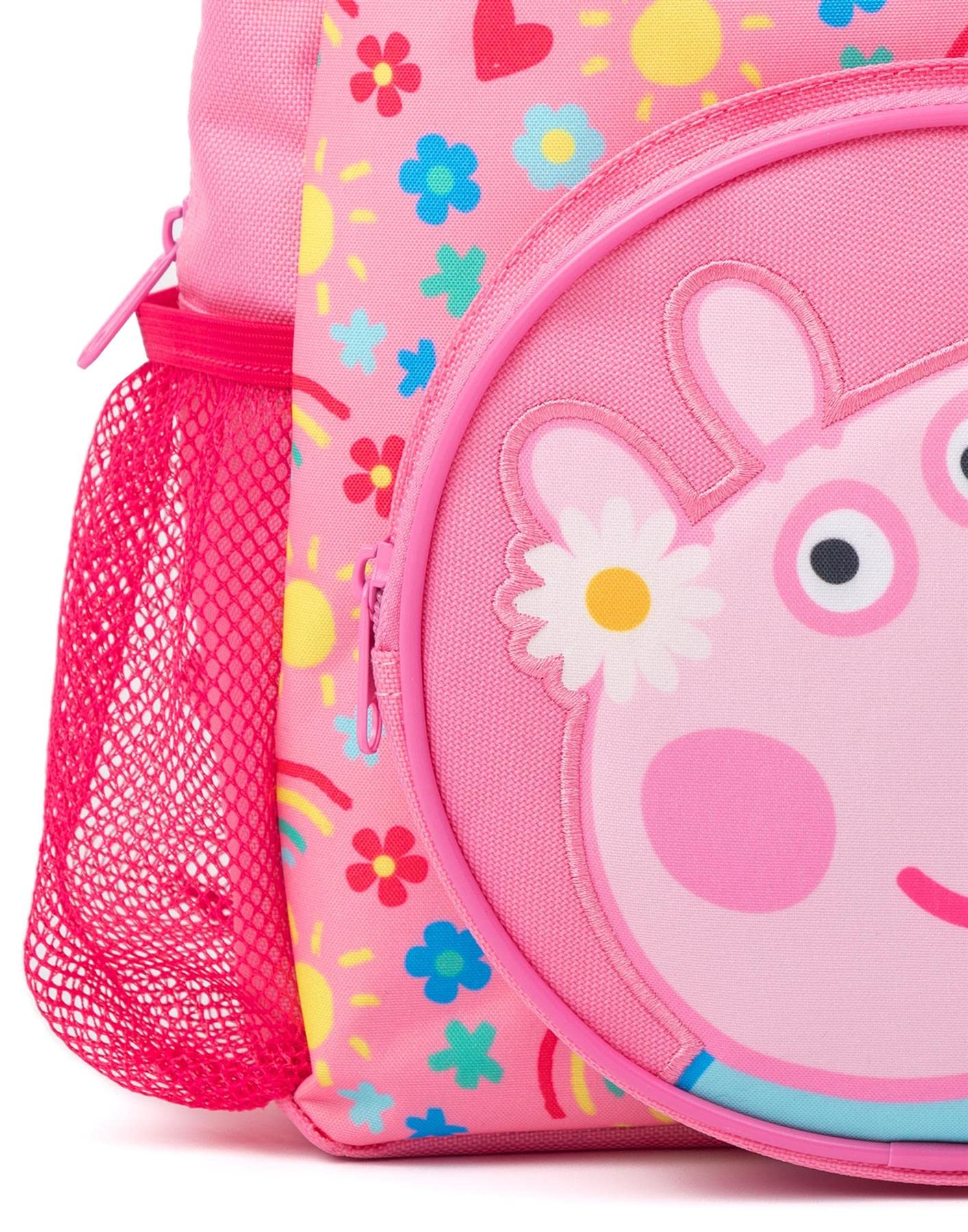 Peppa Pig Kinder 4-teiliges Rucksack-Set | Mädchen Jungen Animiert George Pig Hearts Rosa Rucksack Lunchtasche Federmäppchen Wasserflasche | Back to School Bag Geschenke