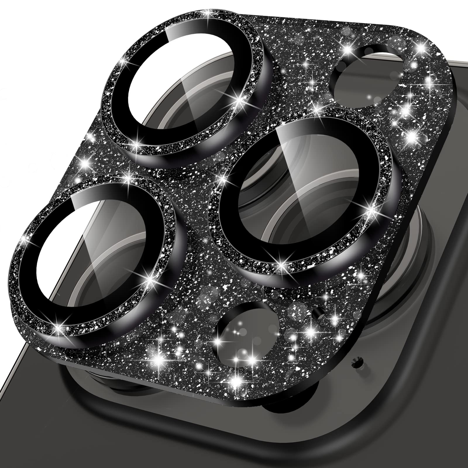 YWXTW for iPhone 14 Pro/iPhone 14 Pro Max Camera Lens Protector, [4TH Gen New Bling Design] Glitter Shiny Diamond Metal Ring Tempered Glass Back Camera Screen Protector Lens Cover (Graphite)