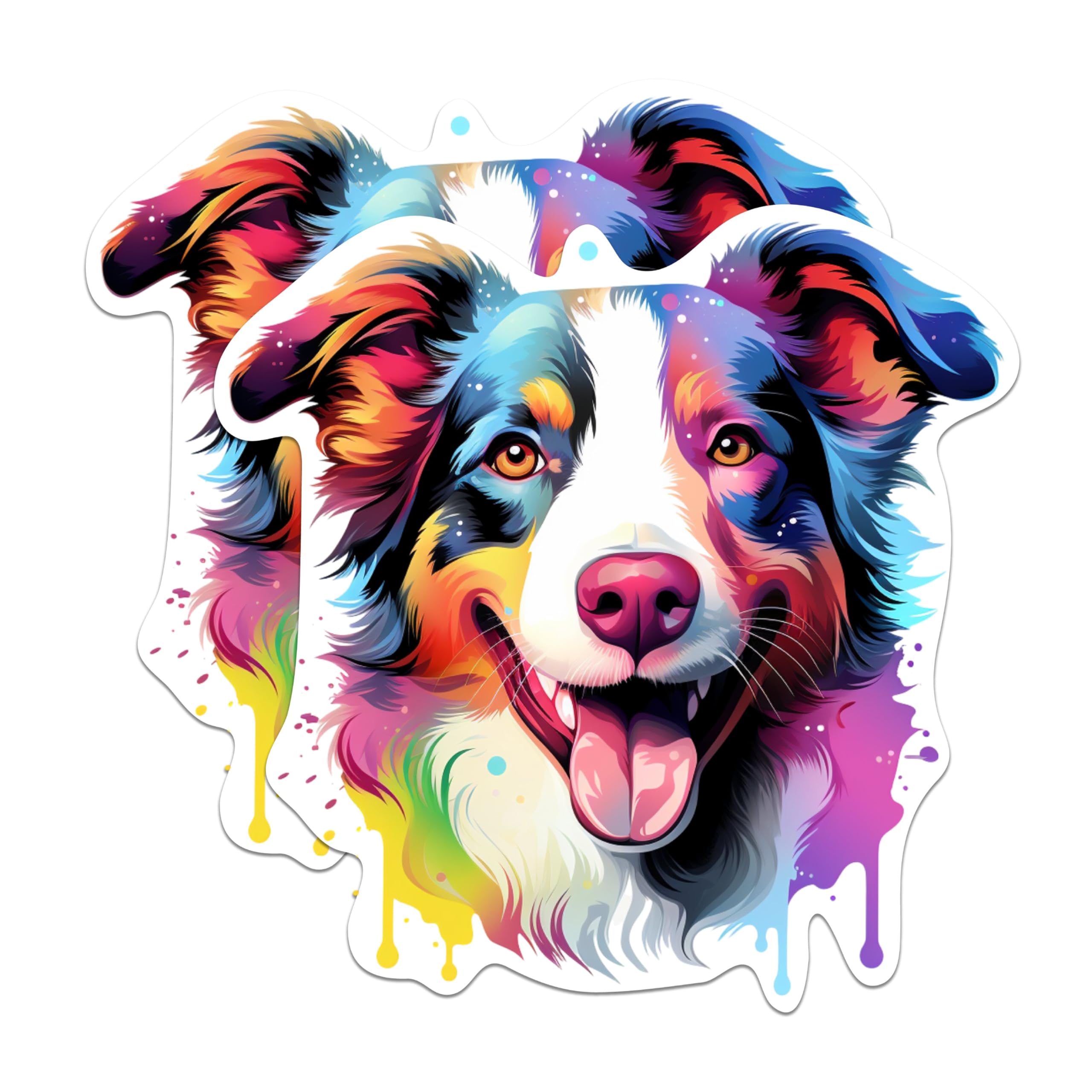(2 Pack) Border Collie Dog Breed Stickers - 5 Inches On Longest Side - Choose from Over 100 Dog Breeds - for Cars, Trucks, Skateboards, Laptops - Made in USA - BMCS1783