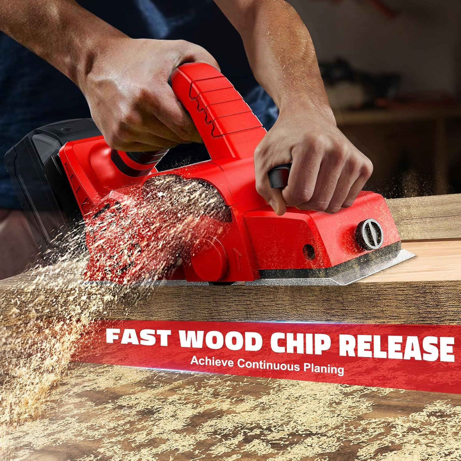 Pialla senza fili compatibile con batteria Milwaukee da 18 V, 3200 giri/min, profondità regolabile da 0 a 2 mm, per mobili per la lavorazione del legno fai da te (senza batteria)