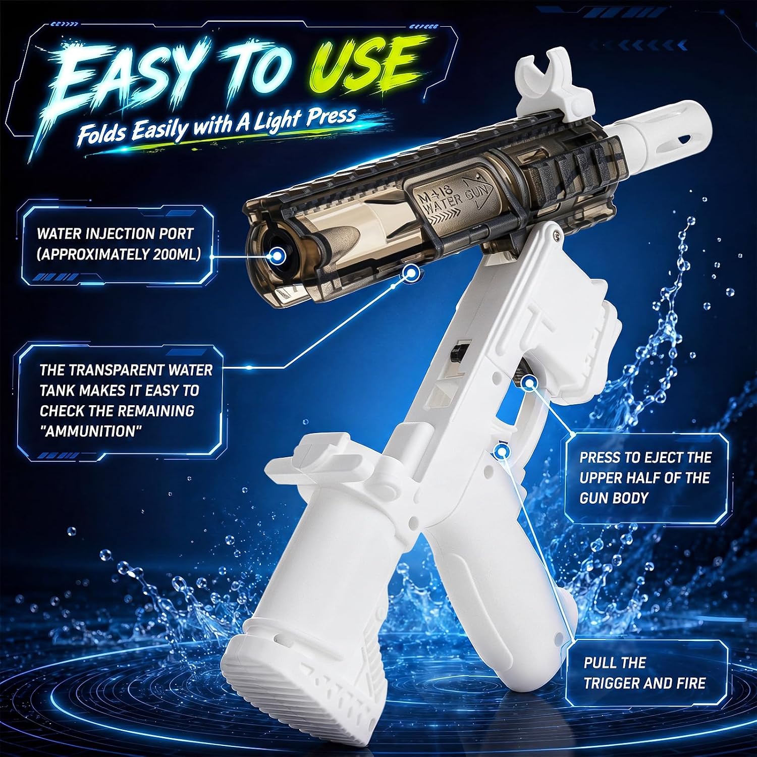 3 Pcs M416 Alcohol Drinking Shot Gun, 4oz/120 ml Food Safe Water Gun for Kids Boys, Long Range Beer Beverage Shooter for Beach Pool Summer Party Gift