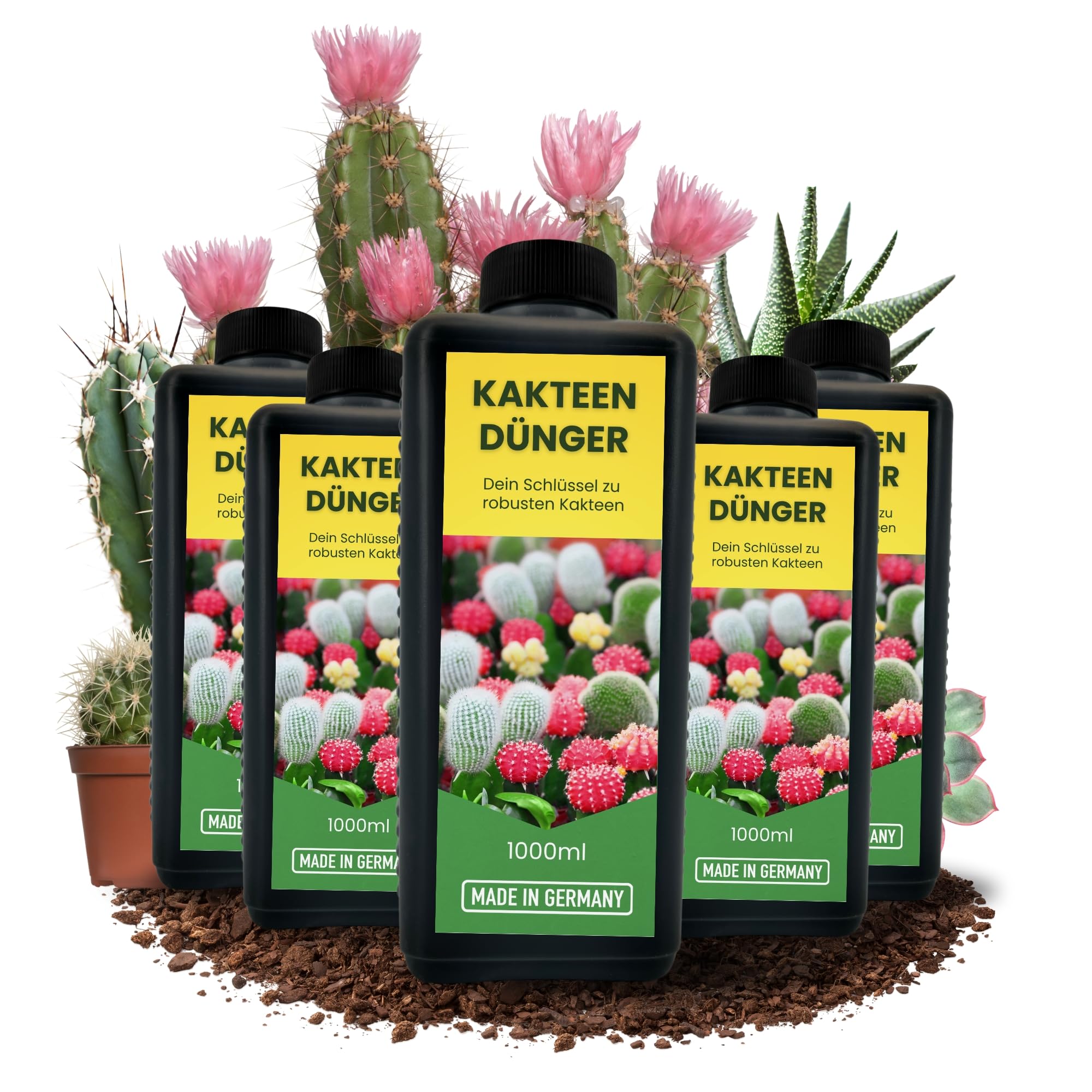 TronicXL Fertilizante concentrado para cactus, 5 L, fabricado en Alemania, abono universal para suculentas, cactus, suculentas, 5000 ml, 5 x 1 l, abono líquido