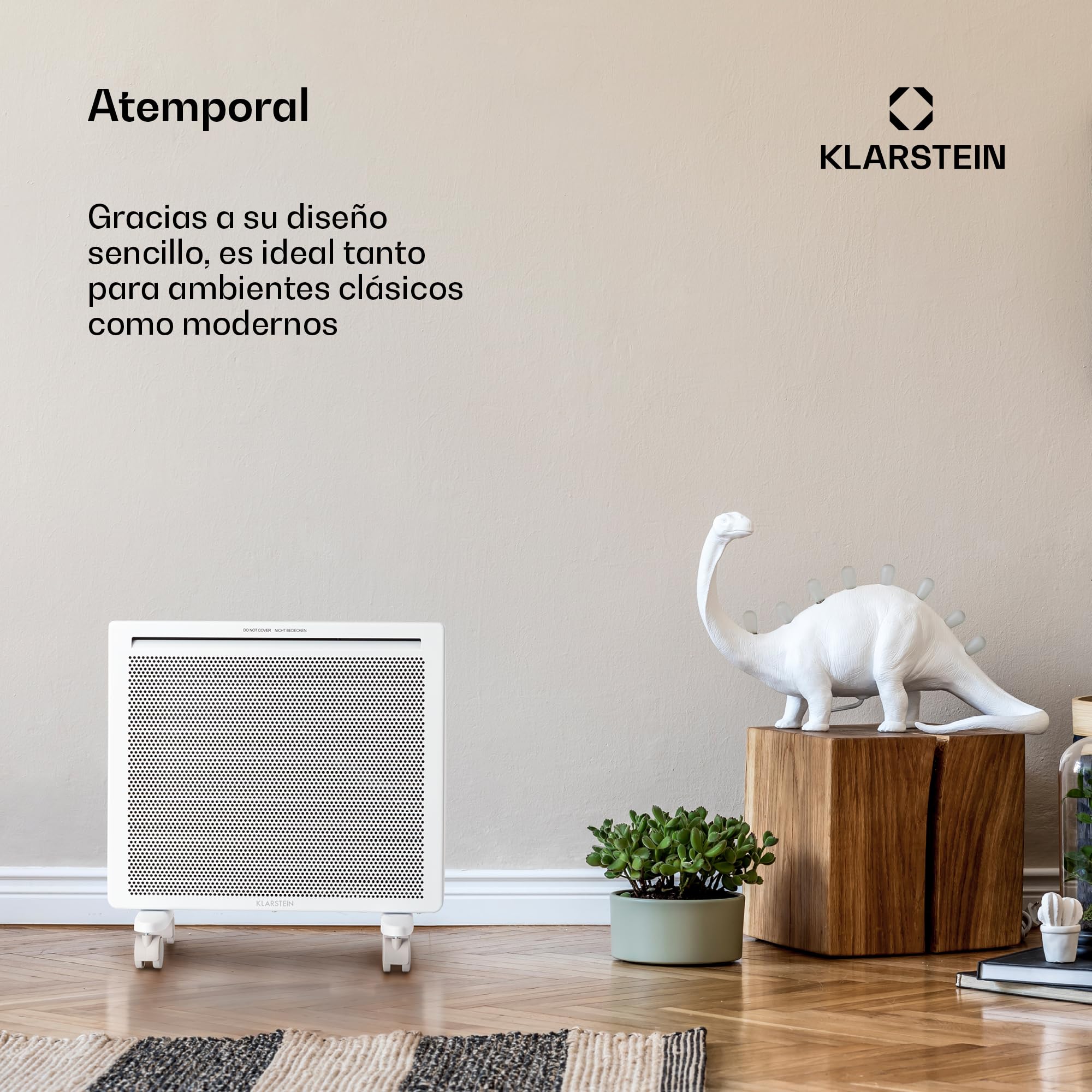 Klarstein Radiador Bajo Consumo Electricos para Casa, Estufa Electrica de 1000W, Radiadores Electricos Infrarrojo con Detección de Ventanas Abiertas, Calefactor Portátil, Ocupa Poco y es Silenciosa