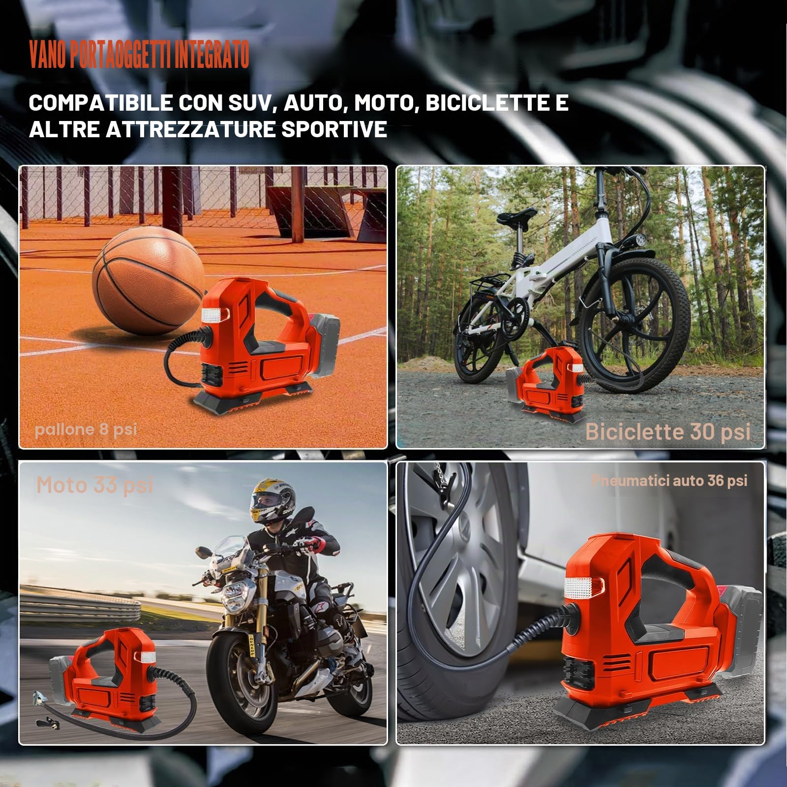 Compressore Milwaukee M18 a Batteria, Portatile, Con Manometro Digitale - Per Auto, Moto, Biciclette, Sport (Senza Batteria e Caricatore)