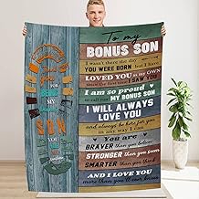 NVDOXSA Bonus Son Blanket Gift, Bonus Son Blanket Gift from Bonus Mom Dad 60"x50" Step Son Birthday Blanket Gift, Birthday Graduation Flannel Blankets Gift for Bonus Son