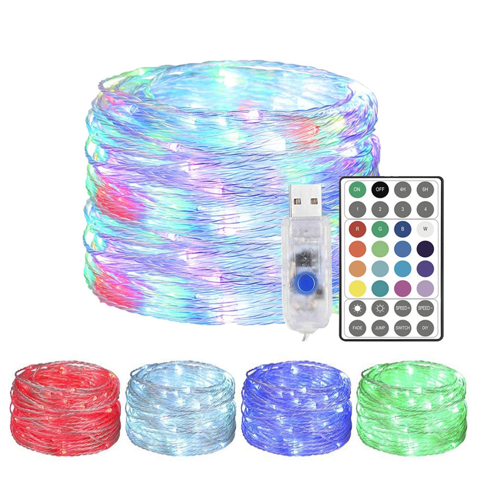 Luci della Stringa USB Plug in Esterni Natalizia con LED A Distanza, Luci Brillano Lucciola Illumina per La Camera da Letto Festa di Nozze di Natale Tapestry, 16 Colori,12 Meters