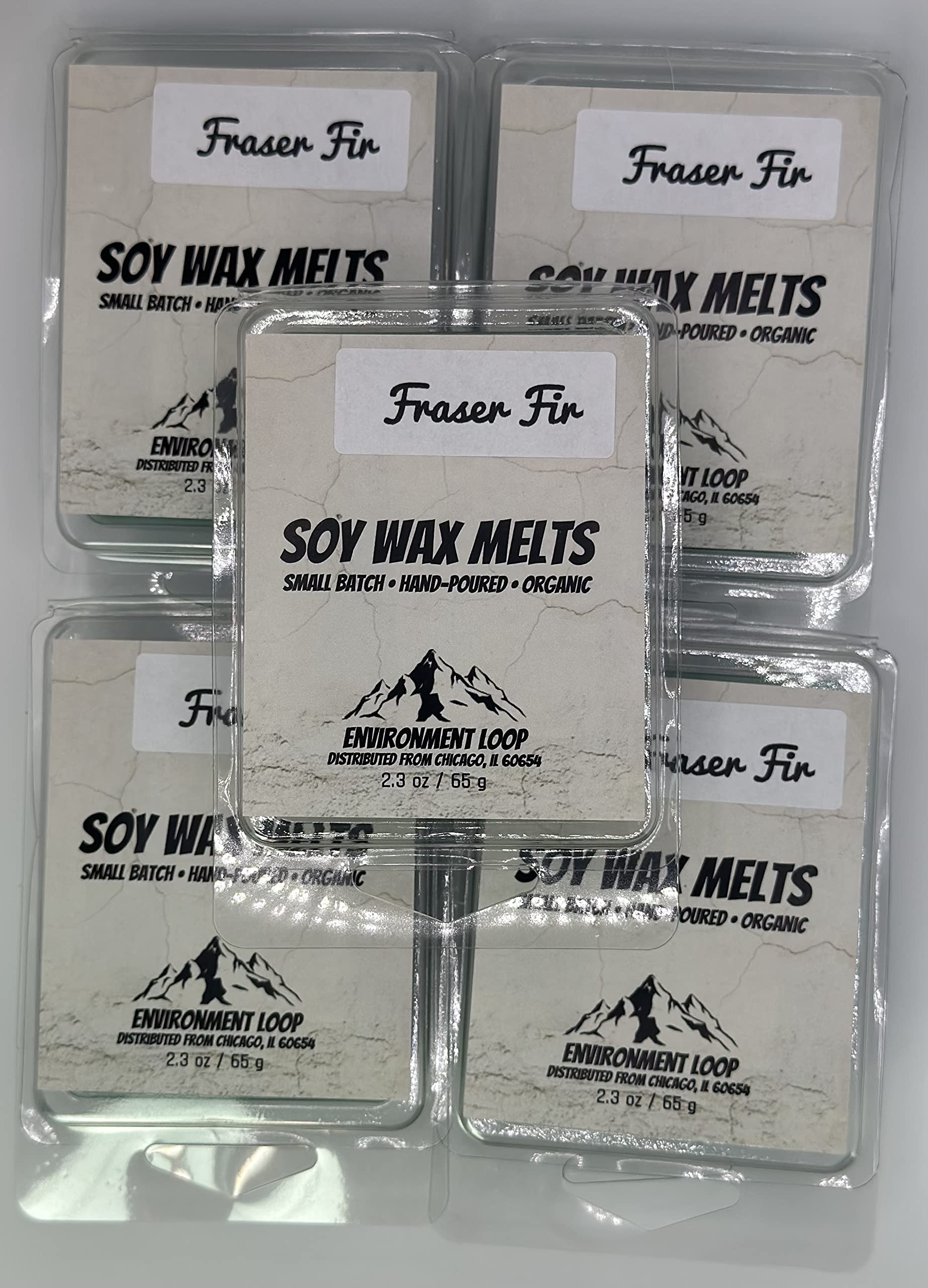 Environment Loop Wax Melt Cubes, 5 Pack of 2.3 OZ Soy Wax Melts for Warmers, Maximum Scent (Fraser Fir)