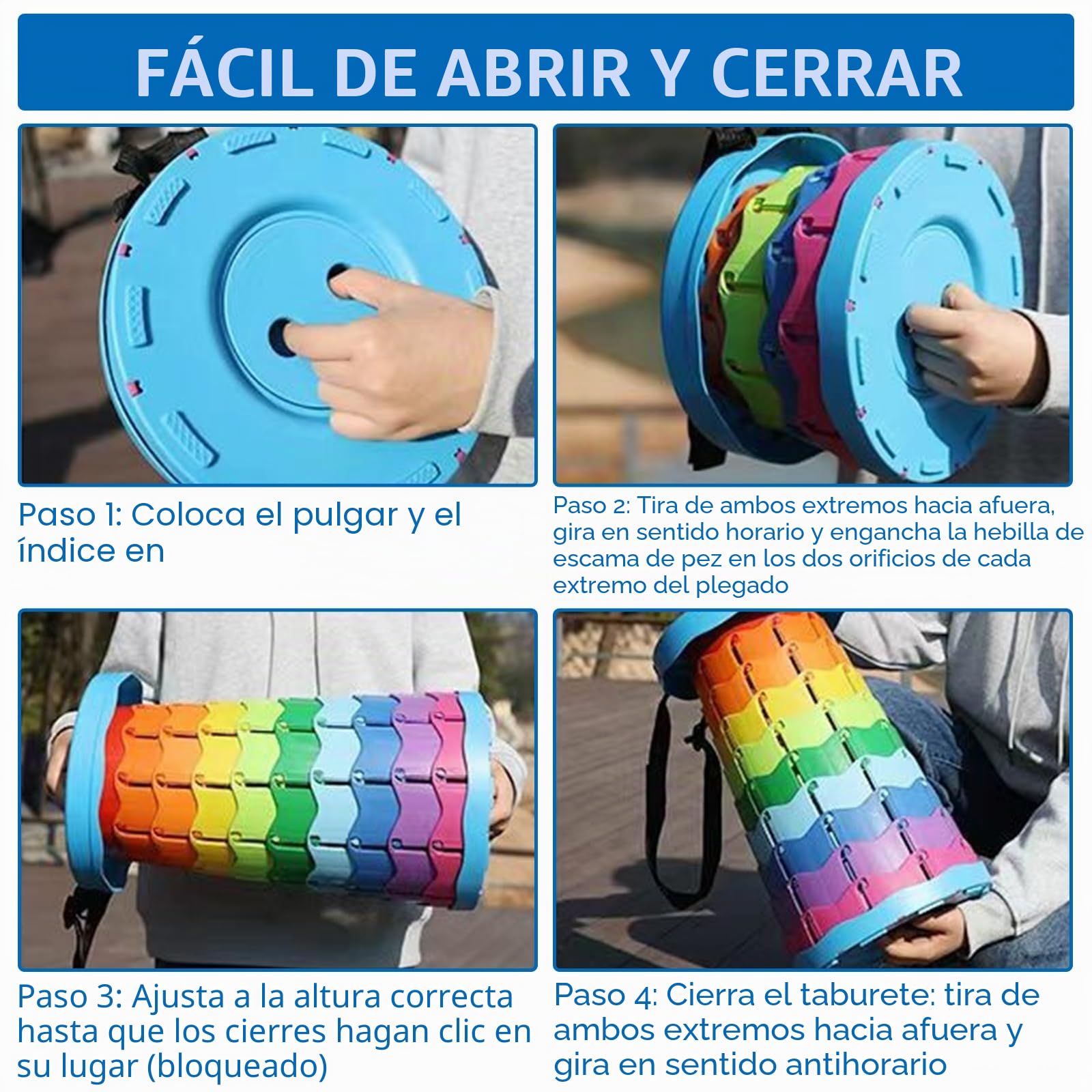 DAJAVE 2 unidades taburete telescópico plegable portátil con alta capacidad de carga al aire libre camping pesca familias interior negro