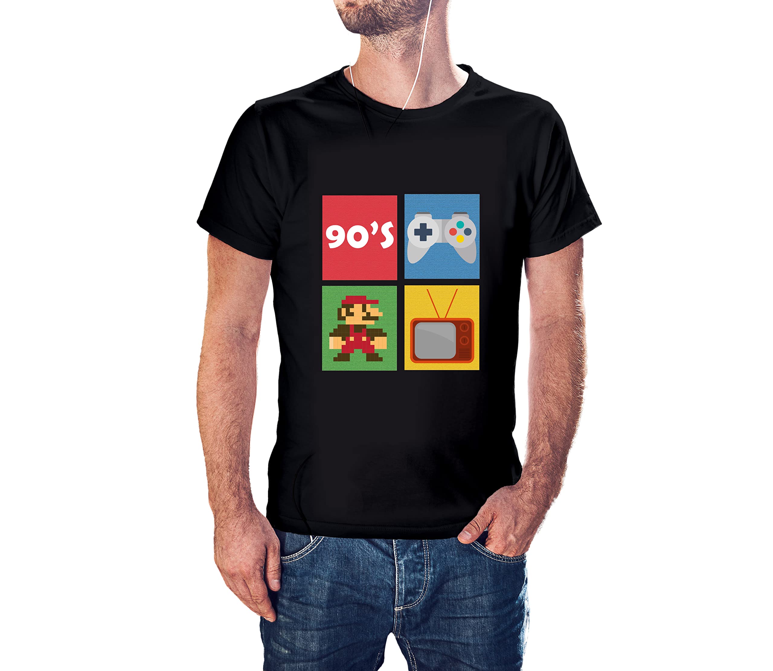 ZapCap Mart 90'S Kid 100% Cotton Round Neck Printed T Shirt for Girls Boys, 90'S Kid t Shirt Black