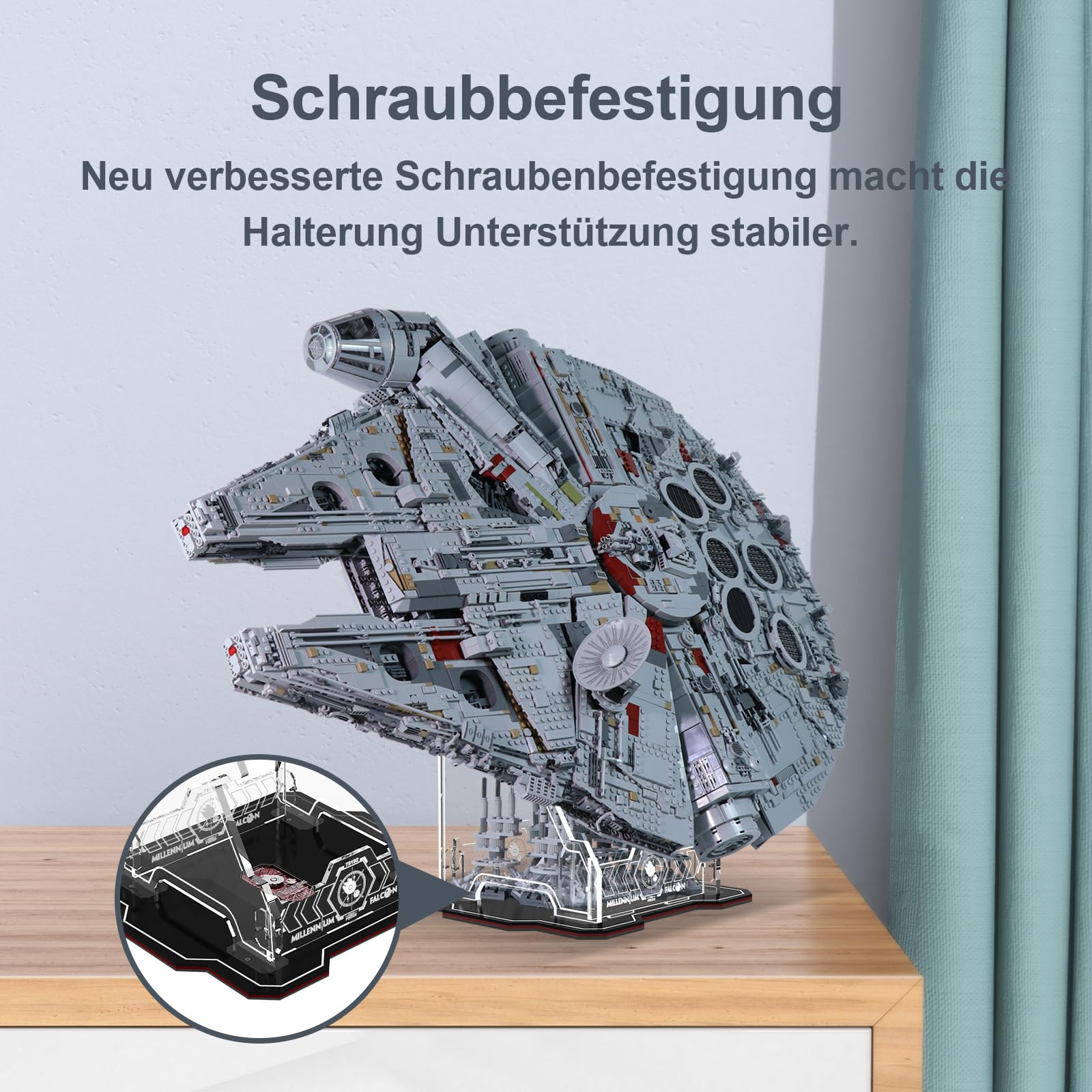 cooldac Acryl Display Ständer kompatibel mit Lego Star Wars Millennium Falcon 75192, Vertikaler Transparenter Display-Ständer(Nur Display-Ständer, Kein Modell Enthalten)