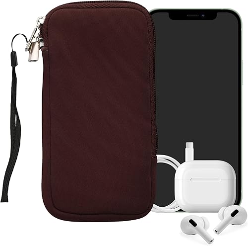 Miniatura 8 de kwmobile Funda de neopreno para teléfono, tamaño XL, 6.76.8 pulgadas, bolsa móvil universal con cremallera, correa para la muñeca, violeta burdeos