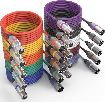 Oleitodh 10 Pack XLR Cable 6ft Multicolor Male to Female Microphone Cable