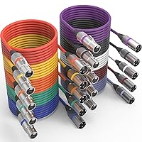 Vista 11 de Cable XLR de 10 colores, multicolor XLR macho a hembra, cables de audio de 15 pies, paquete de 10 cables de micrófono XLR equilibrados de 3 pines