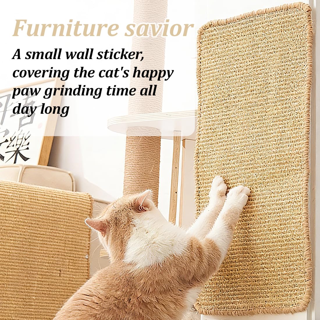 Tapis à griffer en sisal 1 pièce, adapté aux lapins et chats, soin naturel des pattes et des dents, autocollant, de cage, tapis de grattage, en chanvre, espace de sommeil et de nidification