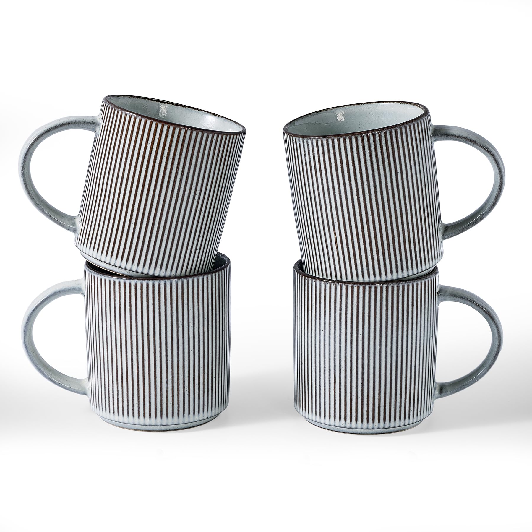 famiware Coffee Mug Set for 4 Star 16 oz Catering Mugs Cup Set with Handle for Coffee Tea