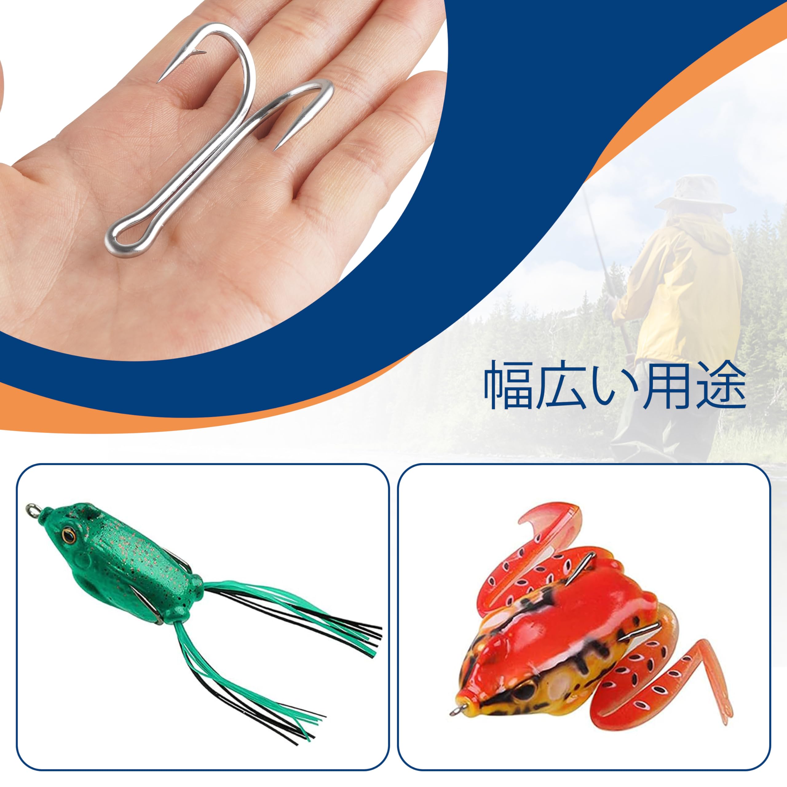 フック3 ワイヤー6 トレブルフック 6号 極細 ステンレスワイヤー 直径0.24mm 長さ