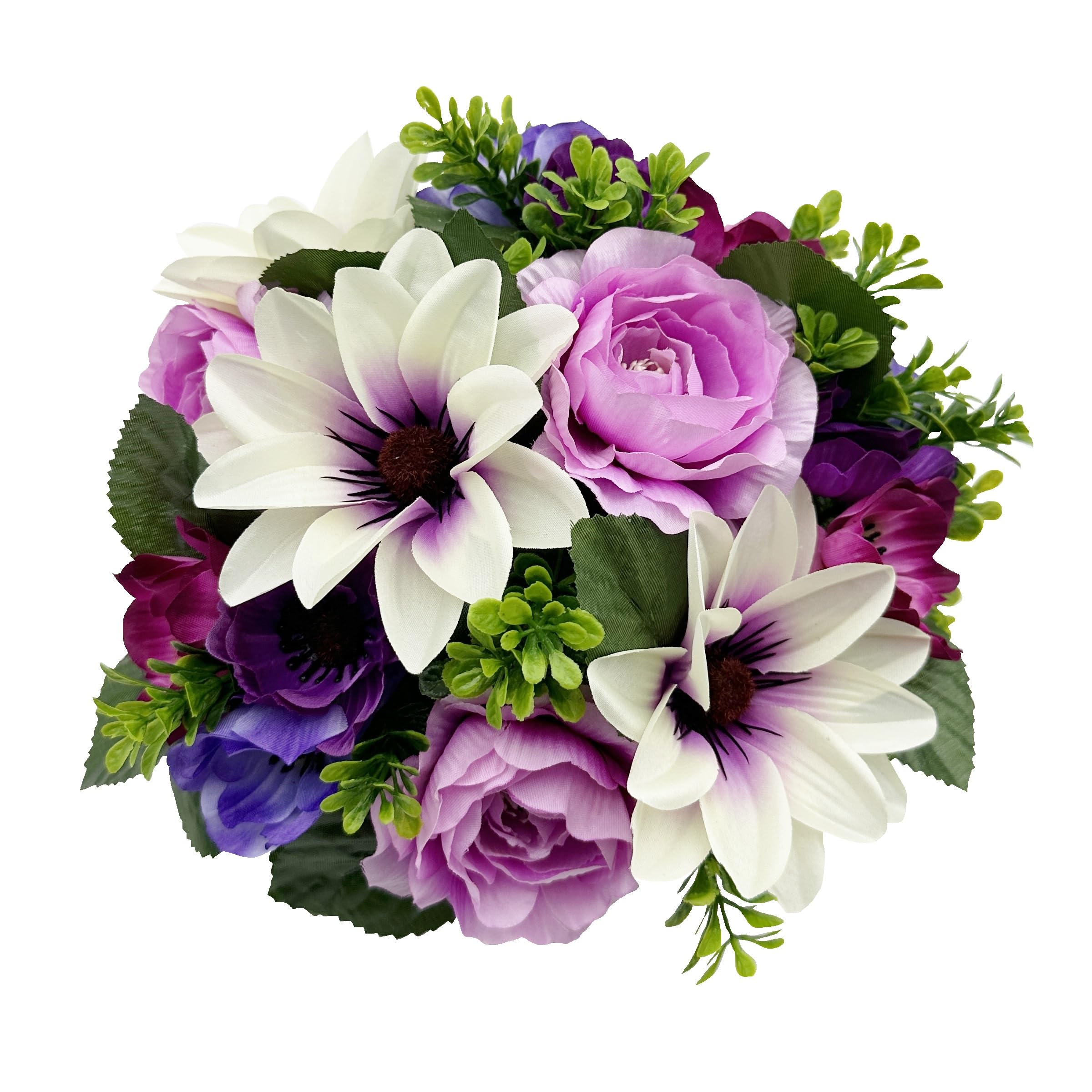 Cfy Memorials Red Premium Artificial Grave Flowers – 24Cm Lilac Dahlia With Camellia & Anemone X24 | Weighted Pot