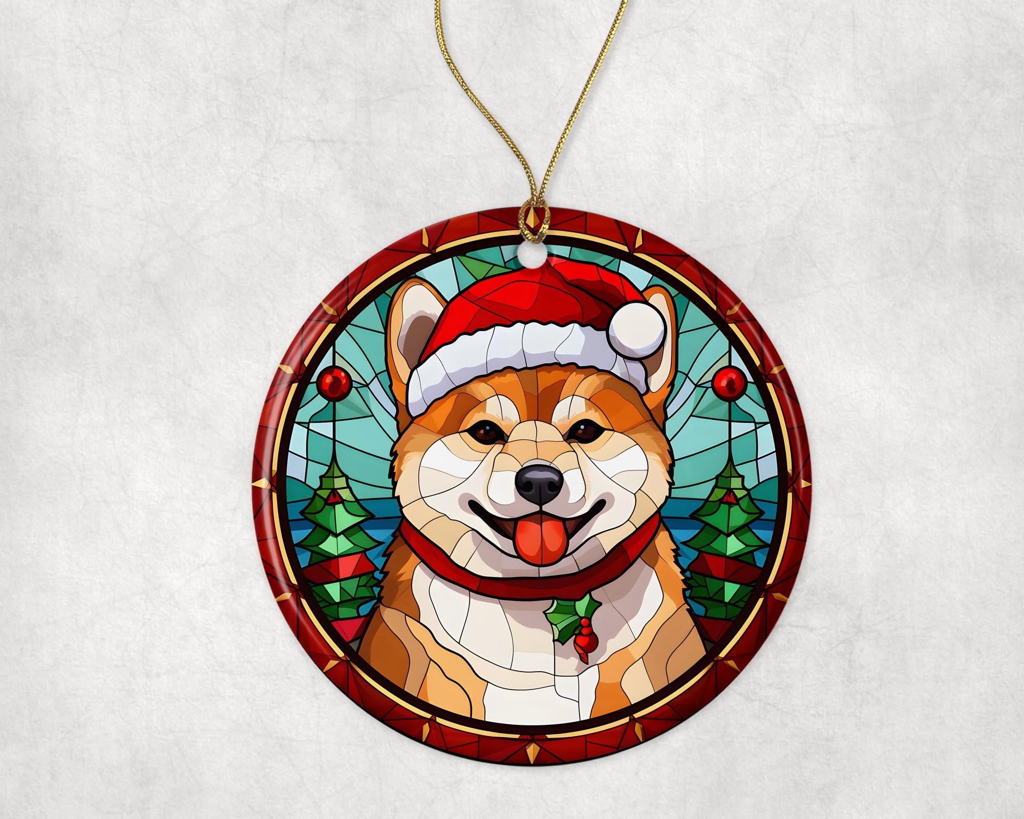 Amazon.co.jp: 柴犬 クリスマス ステンドグラス セラミック