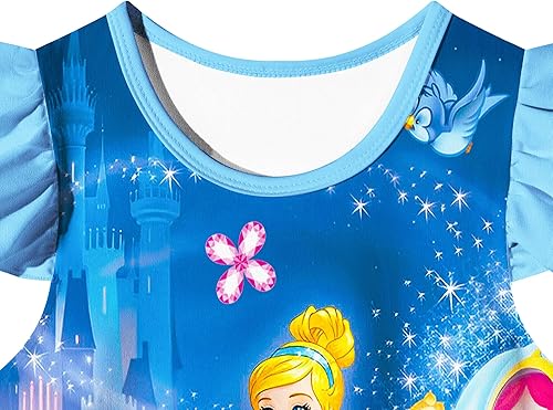 Miniatura 3 de ANAVAE Vestido de princesa de fantasía para niñas, manga con volantes, vestido de princesa con cuello redondo, vestido de princesa para niñas de 2 a