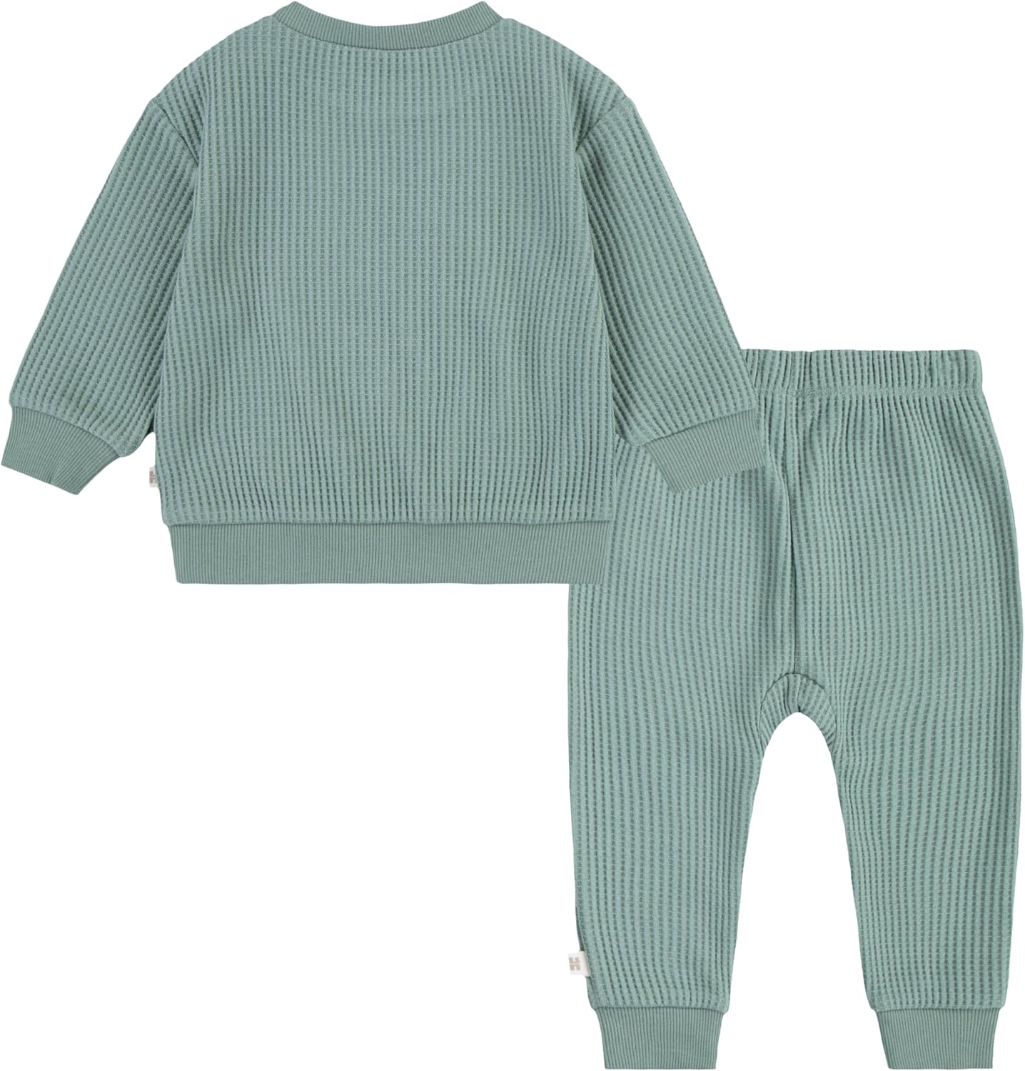 HUGGIES Baby Waffle Knit Crewneck Sweatshirt and Pants 2-piece Outfit Set