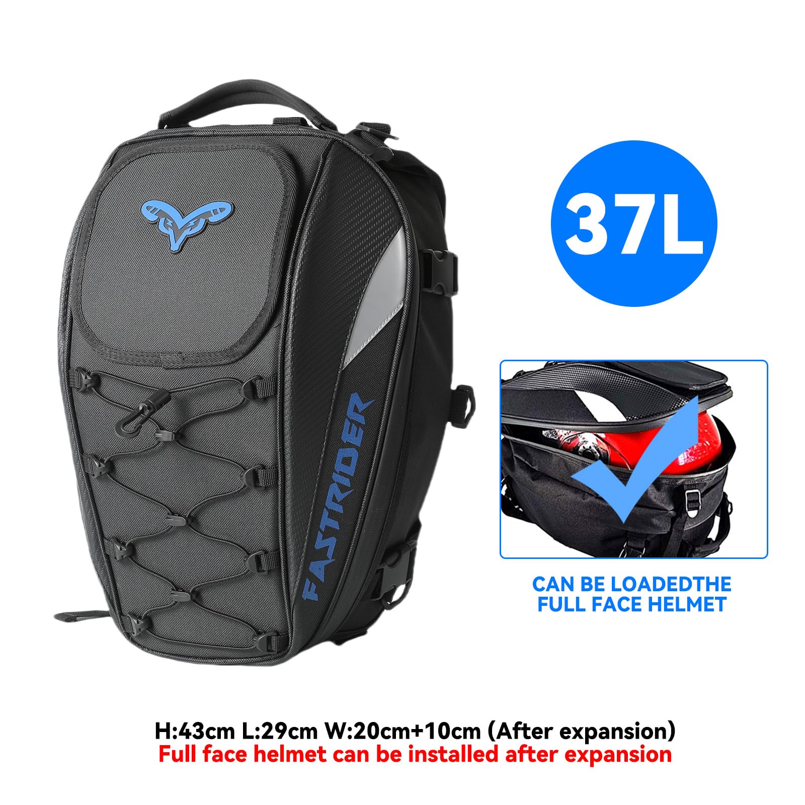 Torba borsa sella moto impermeabile 37L blu