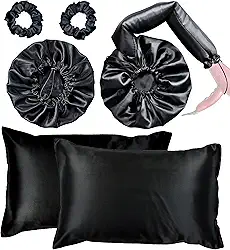 Kit Touca Difusora Dupla + Touca Dormir + 2 Fronhas + 2 Xuxinhas (Preto)