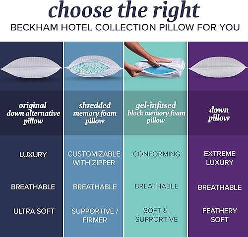 Miniatura 2 de Beckham Hotel Collection Bed Pillows King Size Set of 2 - Feather Down Pillow for Sleeping - Back, Stomach or Side Sleepers