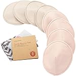 Organic Nursing Pads - 8 Washable Breast Pads for Breastfeeding, Wash Bag, Viscose Derived from Bamboo Reusable Nipple Covers for Breastfeeding Essentials, Soft & Absorbent(Neutrals, L 4.8)