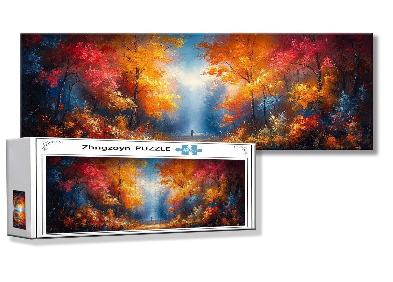 Puzzle Automne 900 Pieces Paysage Puzzle Adultes 87 x 34 cm DIY Difficile Classiques Jigsaw Panoramique, Adulte Jeu éducatif, 2025 Bois Jigsaw Art Impossible Famille Challenge, Cadeau pour Femme V-8
