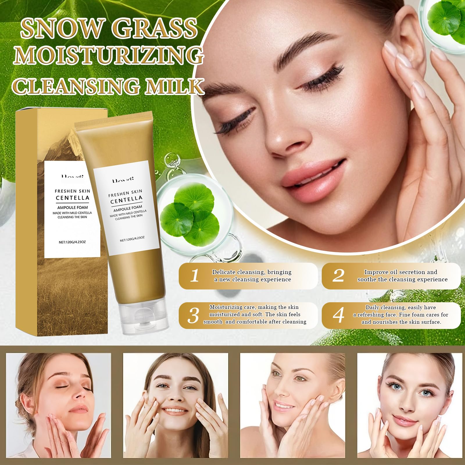2PCS Centella Cleansing Oil + Centella Facial Cleanser, Centella Asiatica Extract from Madagascar, Centella Cleanser, Korean Facial Cleansing Oil, Suitable for Sensitive Skin — view 5