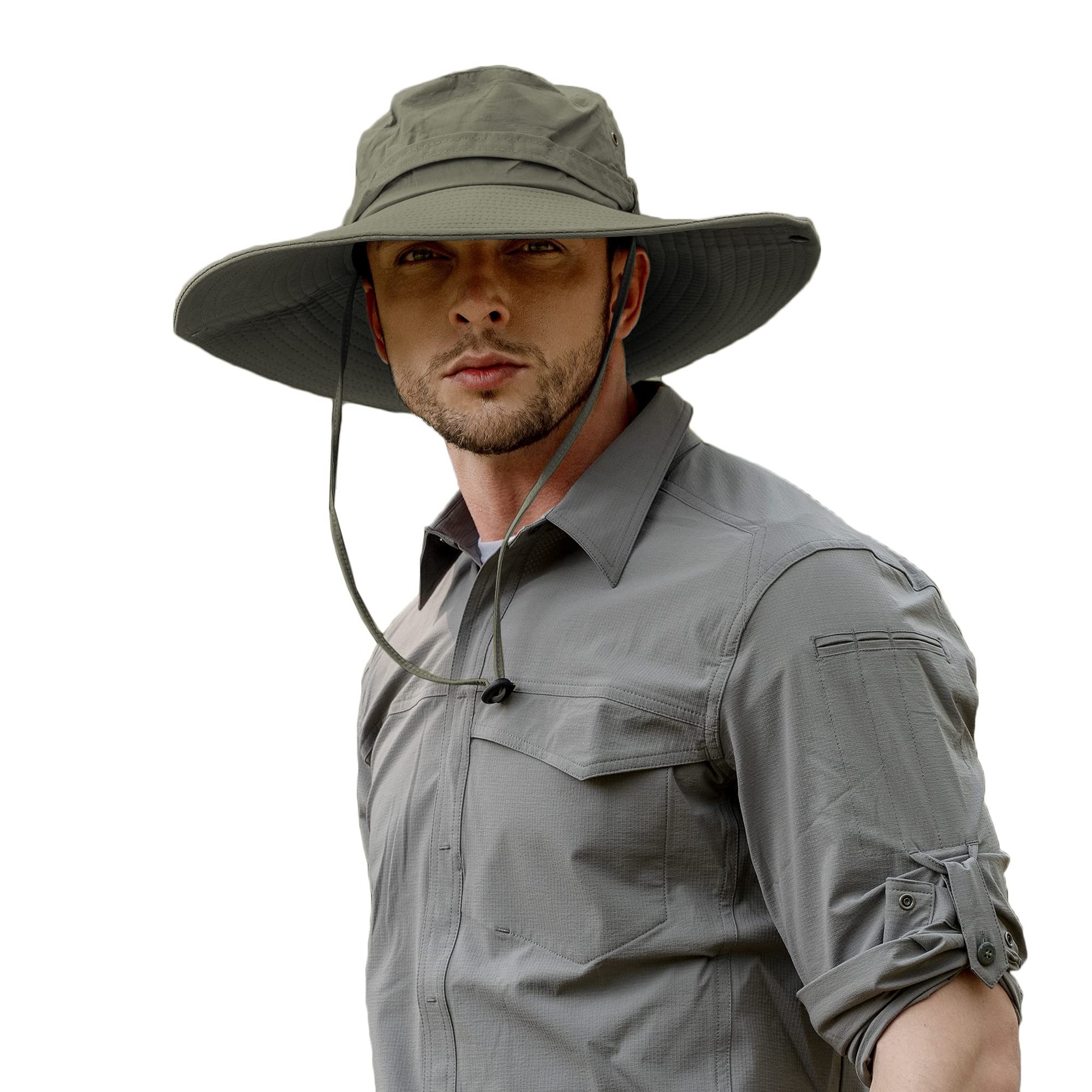 ZLYC Sombrero Tipo Militar de ala Ancha para Hombre, Impermeable, protección Solar al Aire Libre, Gorra de Pescador — view 10