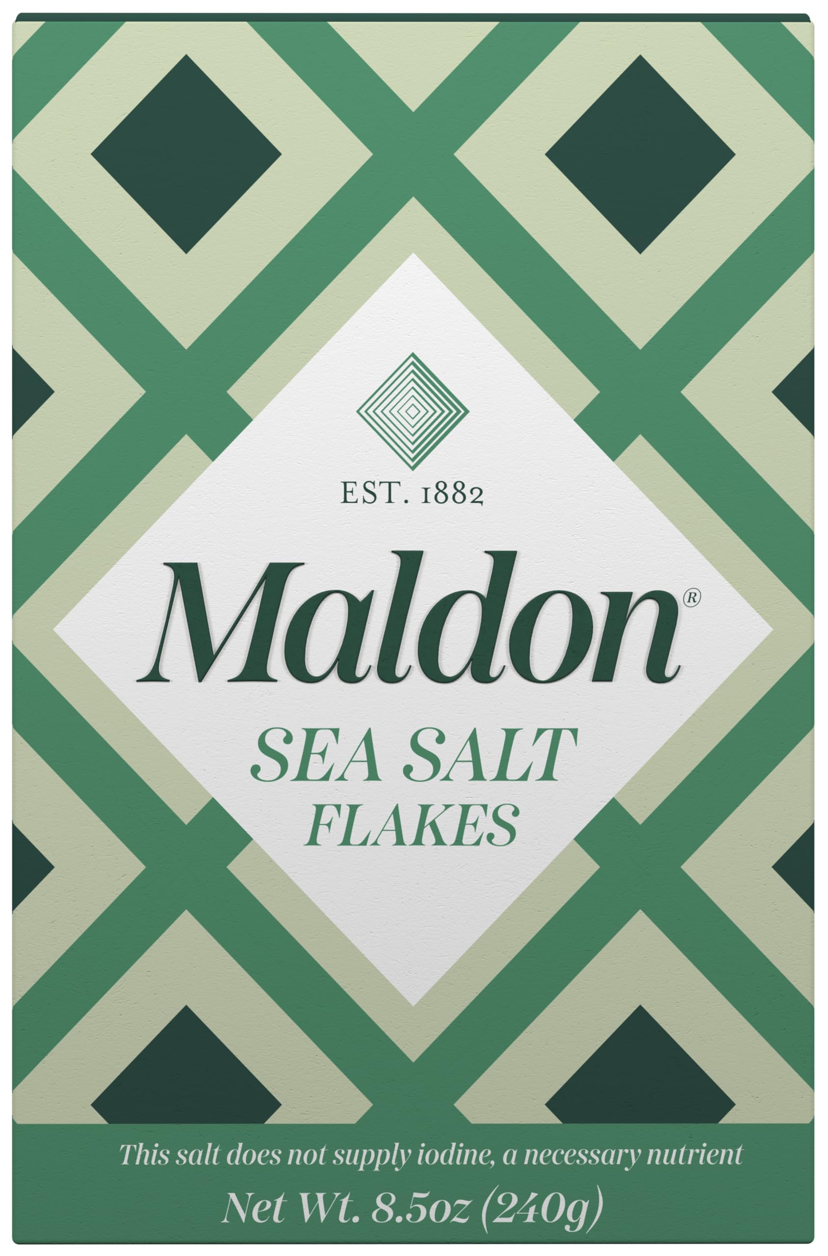 Maldon Salt, Sea Salt Flakes, 8.5 oz (240 g), Kosher, Natural, Handcrafted, Gourmet, Pyramid Crystals (Packaging May vary)