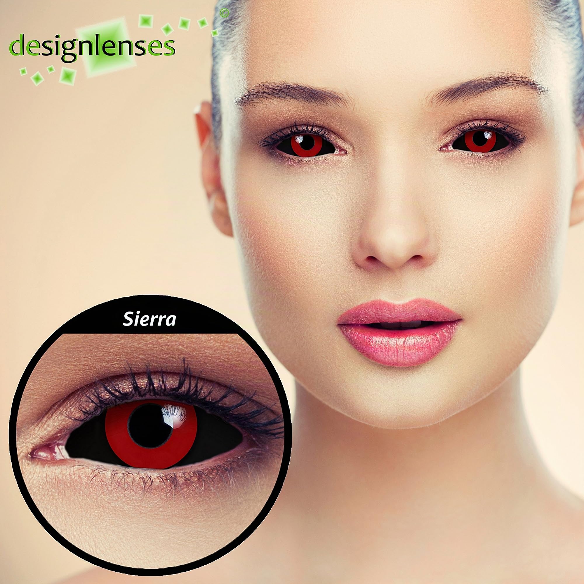 Dos lentillas de color rojo y negro para Halloween disfraz Jigsaw, 1 par/2 pzs, 22mm diámetro, sin graduación + caso de lente „Saw"
