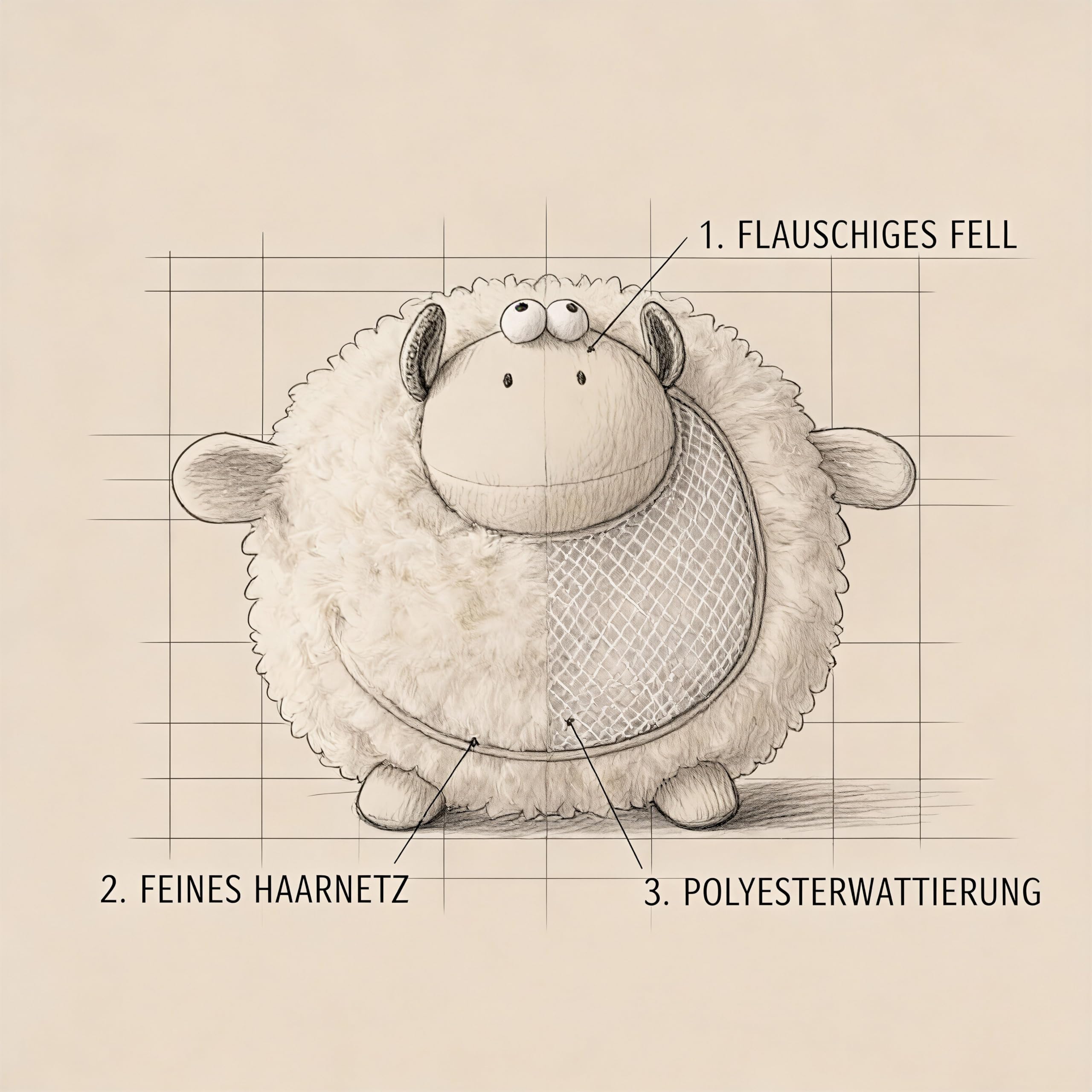 Romneys Kuschel-Schaf für Hunde – Extra weiches Hundespielzeug & Kuscheltier – Lockiges Plüsch-Schaf mit formstabilem Innenkissen – zum Spielen, Tragen & Entspannen – ca. 30 cm