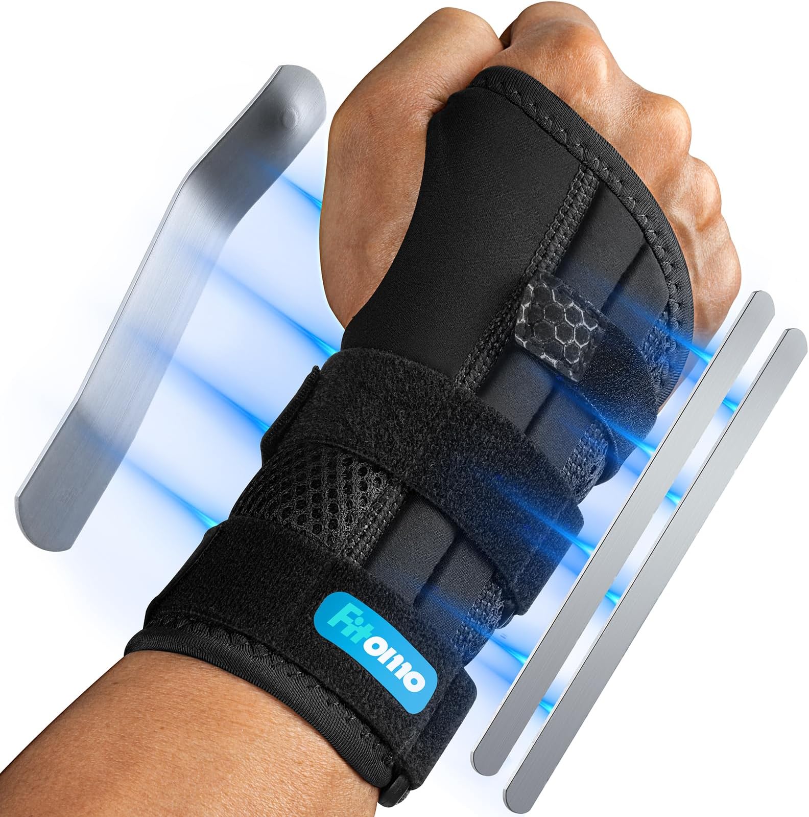 Carpal Tunnel Wrist Brace Night Support with 3 Metal Splints for Sleeping and Soft Thumb Opening, Adjustable Wrist Support Hand Brace for Tendonitis Arthritis Sprains, 1 Unit, Left Hand