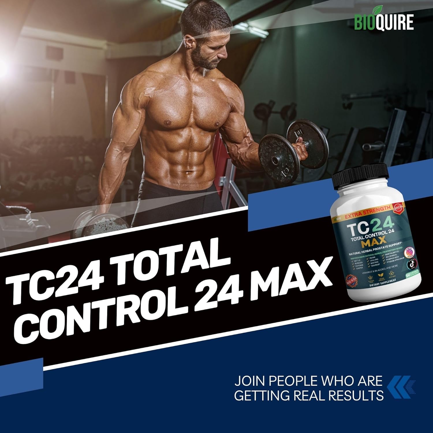 Total Control 24 Max Natural Herbal Prostate Support, 60 Capsules, Extra Strength with Saw Palmetto, Vitamins and Herbs (3)