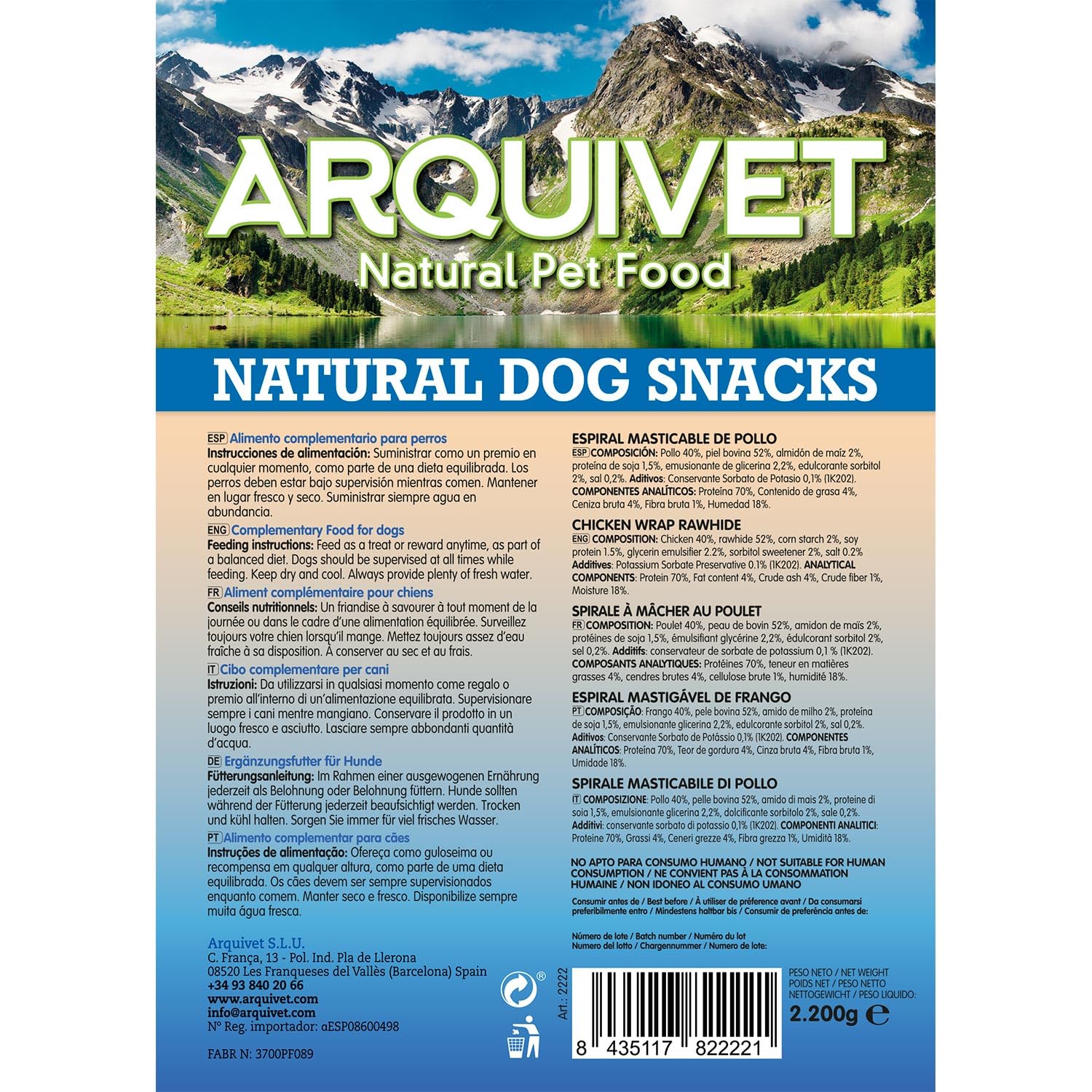 Espiral Masticable Pollo (A Granel - 2,2 Kg) - Snacks Naturales para Perros