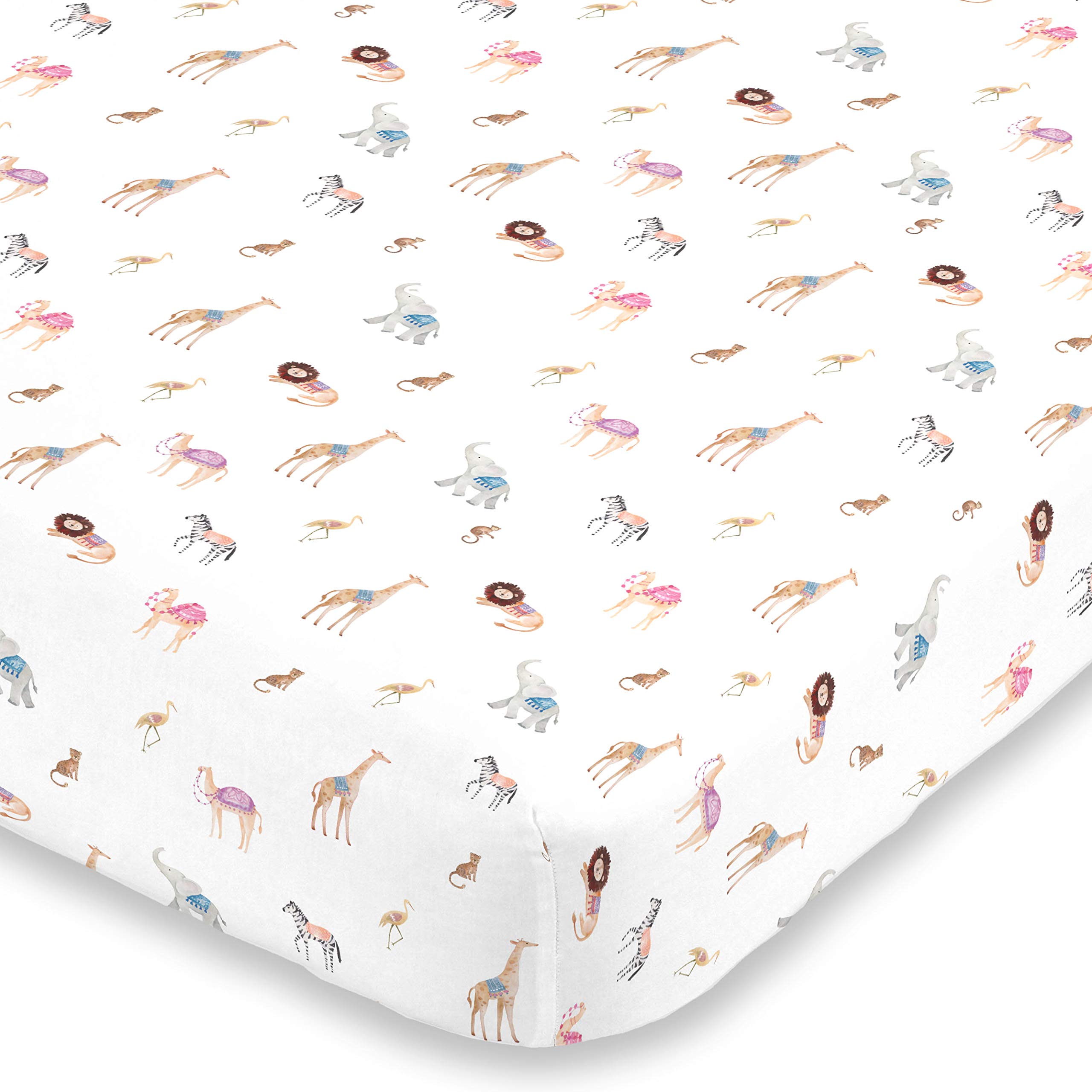 Photo 1 of NoJo Desert Parade Fitted Super Soft Crib Sheet, Tan, Brown, Grey, Blue