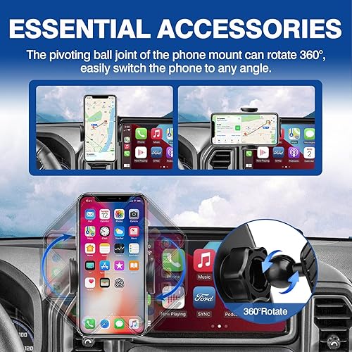 Vista 25 de Autorder Soporte de teléfono de coche para Ford Mustang Mach-E 2021-2025 2026, accesorios de soporte de teléfono con organizador de tablero