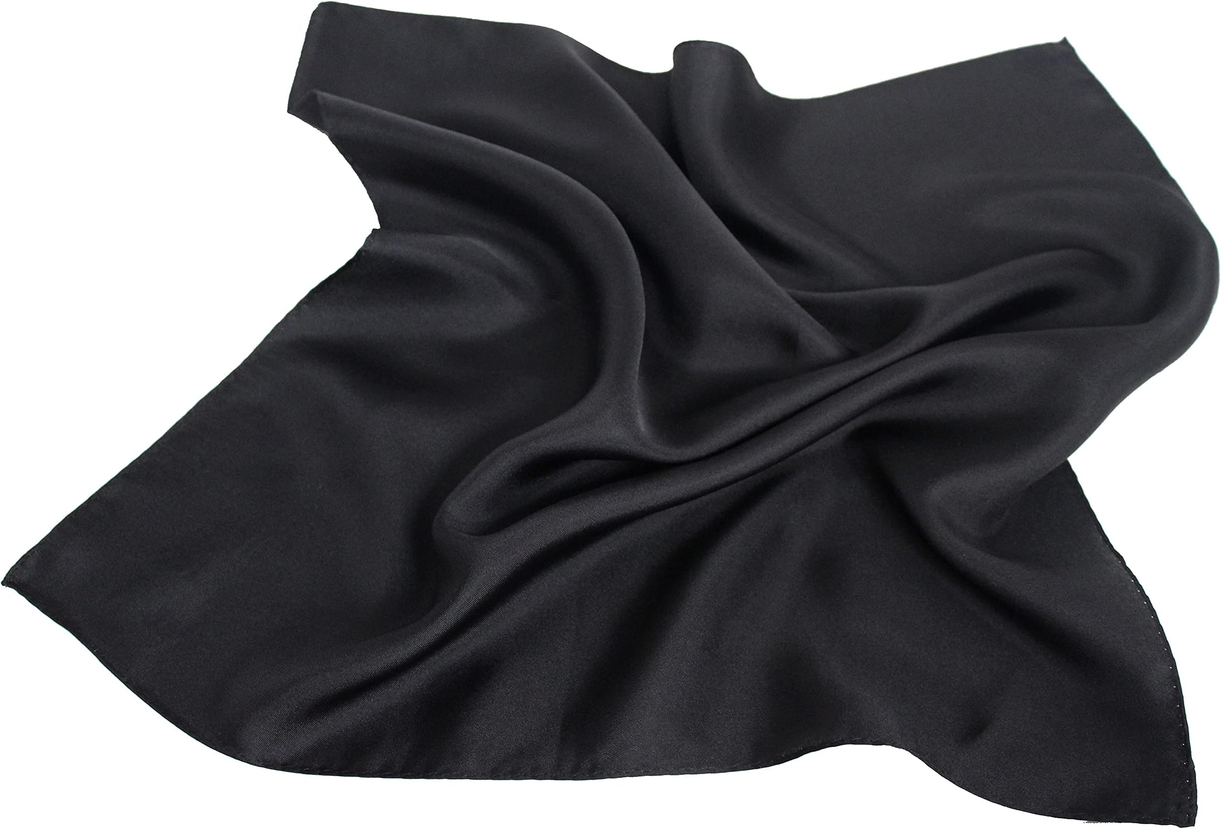 Fine Black Silk Pocket Square by ROYAL SILK. Full-Sized 16"x16"