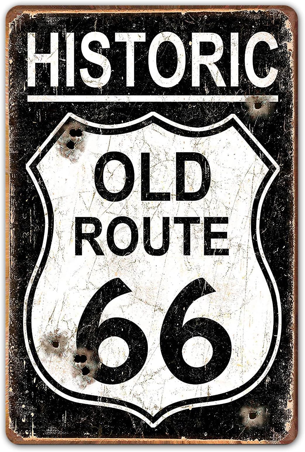 Ylens Vintage Metal Tin Signs Garage 8 x 12 Sign - Historic Old Route 66 Car Sign Old School Garage Sign