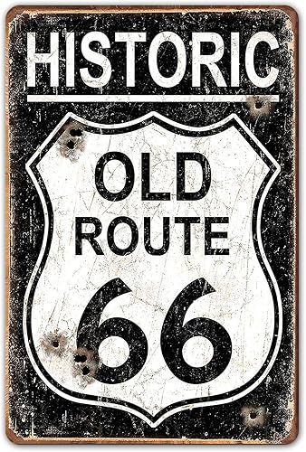 Miniatura 1 de Ylens Letrero de metal vintage para garaje de 8 x 12 pulgadas, letrero histórico de la antigua ruta 66 para coche, letrero de garaje de la vieja