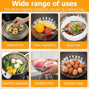 2PCS Vegetable Steamers Basket 27cmStainless Steel Vegetable Steamer Basket