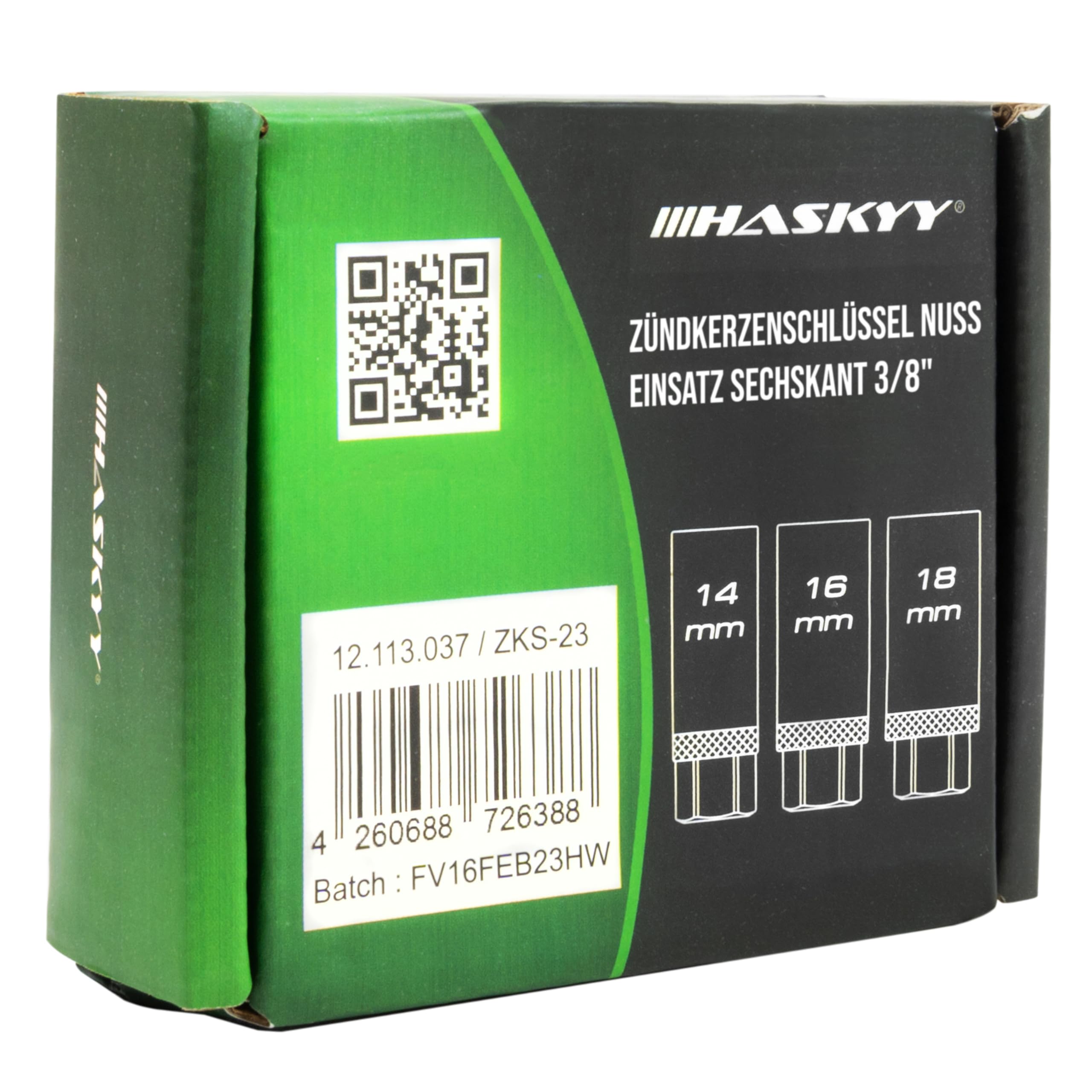 HASKYY Klucz do świecy zapłonowej Zestaw kluczy do świec 3/8 cala sześciokątny Gwint świeczki 3-częściowy SW 14 16 18 mm Narzędzie z nasadką
