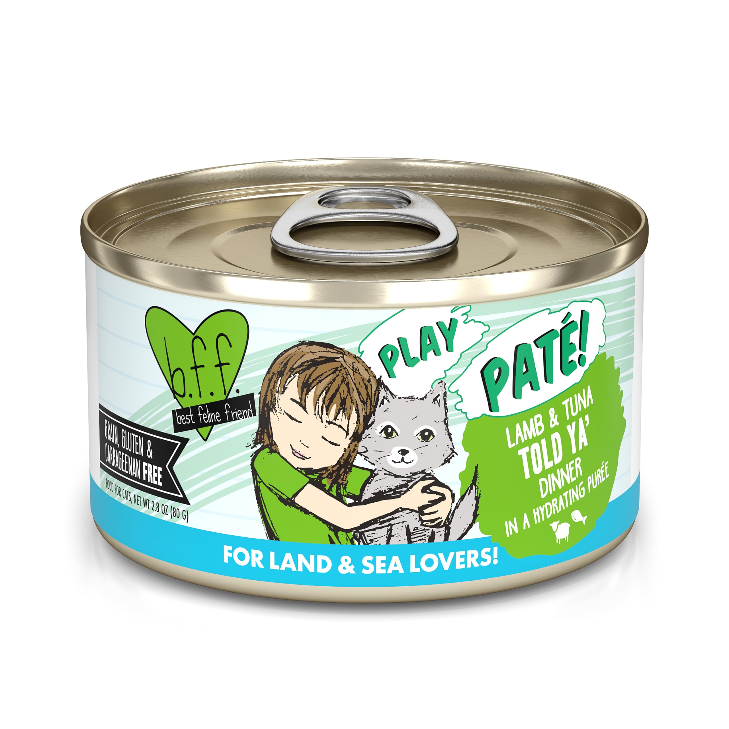 Weruva B.F.F. Play - Best Feline Friend Paté Lovers, Aw Yeah!, Lamb & Tuna Told Ya' with Lamb & Tuna, 2.8oz Can (Pack of 12)
