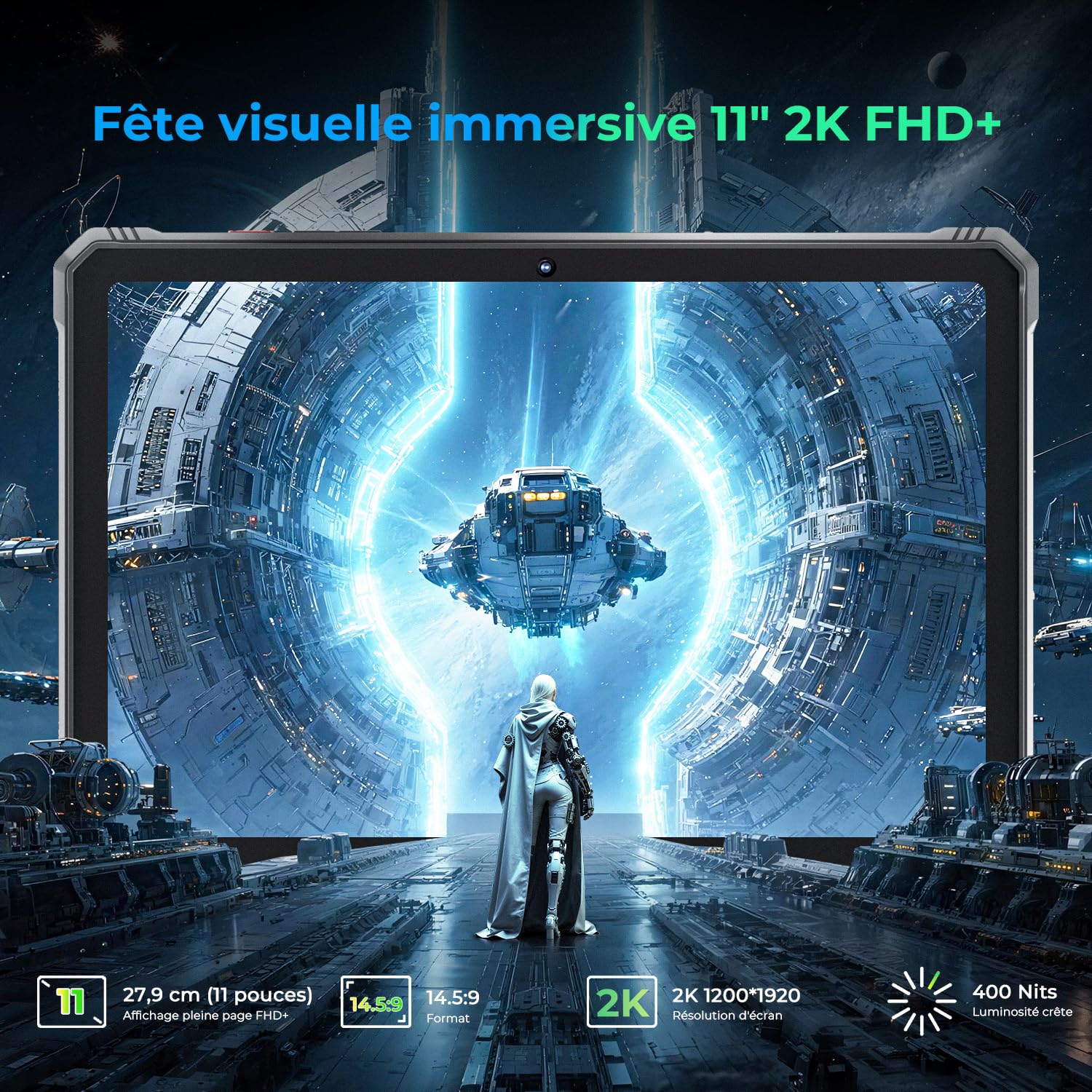 HOTWAV R9 Ultra 5G Tablette Incassable, 24Go + 512Go/TF 2To Android 15 | Tablette Écran 11" 2K FHD+ Tablette avec Stylet, 20080mAh, 64MP+16MP, Dual SIM/WLAN 5/Octa Core/Gemin AI/IP68&IP69K/OTG