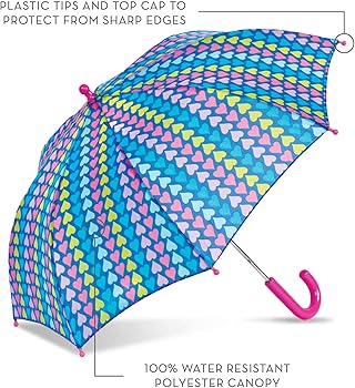 Amazon.com: ShedRain Multicolored Heart Striped Kids Umbrella