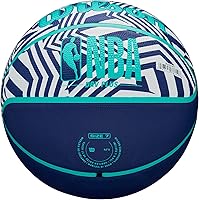 Vista 6 de Wilson NBA DRV Outdoor Basketball with Pump Dazzle Camo Indigo/Verde azulado